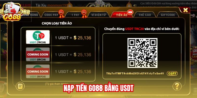 Nạp tiền Go88 bằng USDT